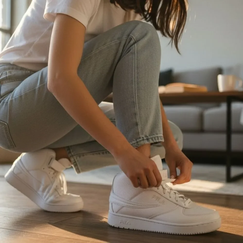 Women's White High-Top Sneakers